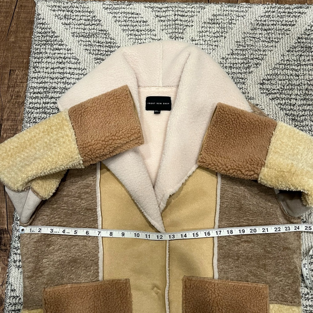 Front‎ Row Shop Patch Teddy Jacket Coat Cozy Western Sherpa - Picture 6 of 10